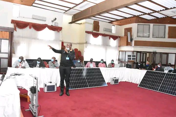 During Solar Photovoltaic Technology (PV) training of energy management technicians from 14 counties under the Kenya Off-Grid Solar Access Project (KOSAP) at the Multimedia University of Kenya Conference Hall.